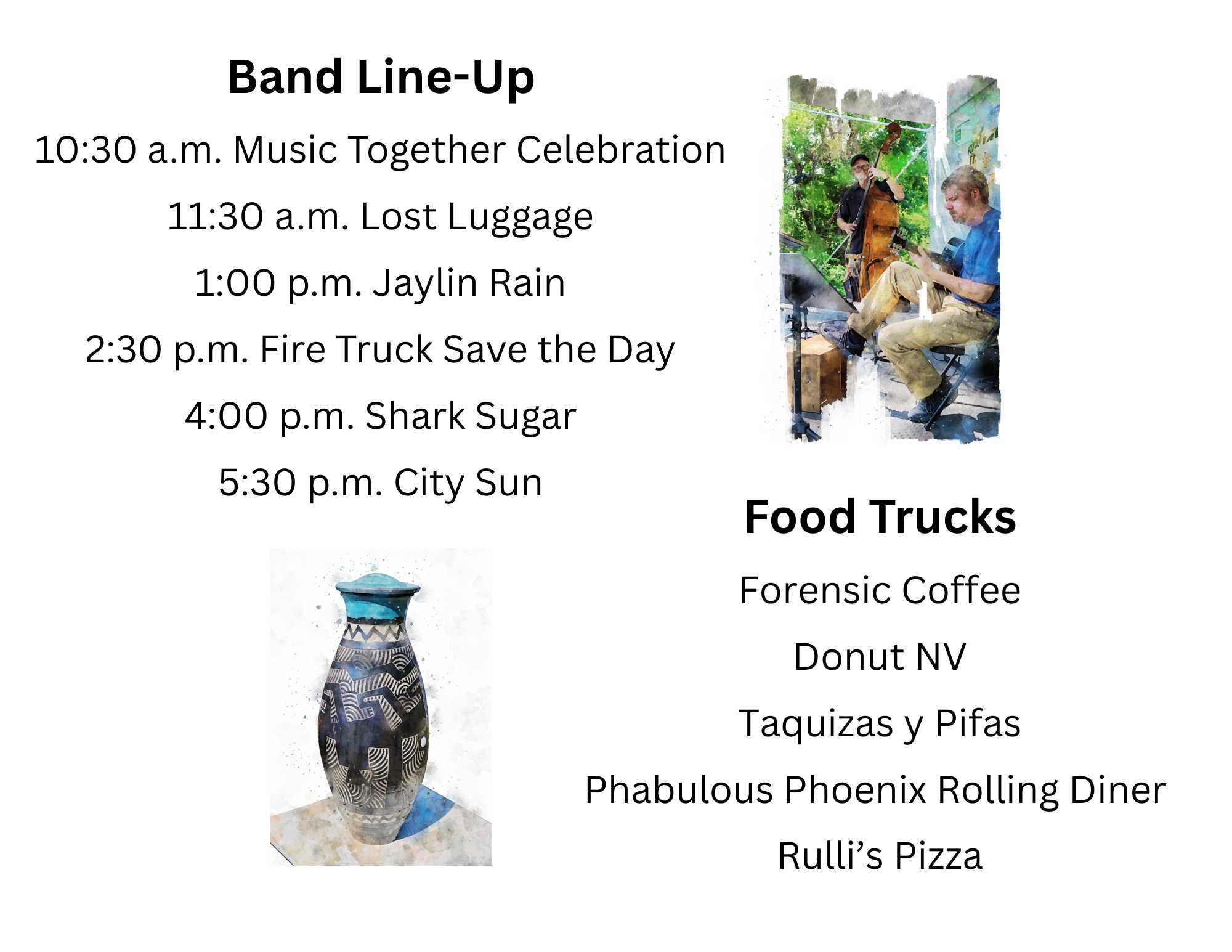 Band Line-Up and Food Trucks